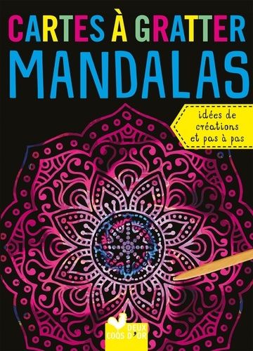 Cartes à gratter mandalas - Avec un stylet en bois