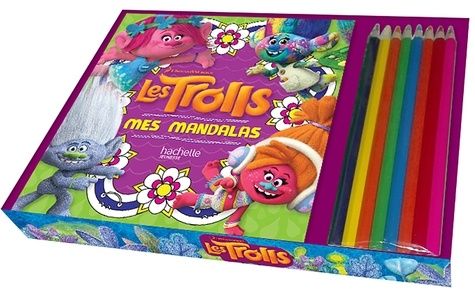 Les Trolls Mes mandalas - 1 bloc de mandallas Trolls et 8 crayons de couleur