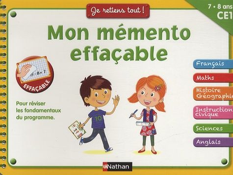 Mon mémento effaçable - CE1 7-8 ans Mon mémento effaçable - CE1 7-8 ans