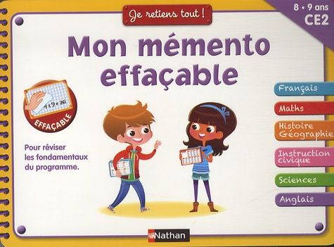 Mon mémento effaçable - CE2 8-9 ans Mon mémento effaçable - CE2 8-9 ans