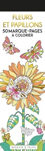 Fleurs et papillons - 50 marque-pages à colorier