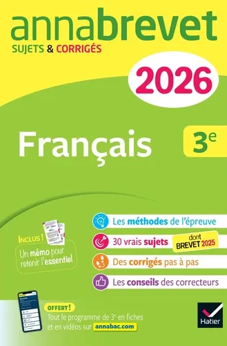 Français 3e. Sujets & Corrigés Edition 2026 Français 3e. Sujets & Corrigés Edition 2026