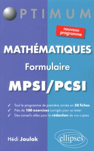 Mathématiques MPSI/PCSI - Formulaire Mathématiques MPSI/PCSI - Formulaire