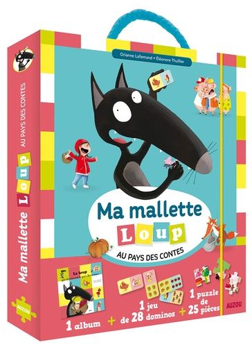 Ma malette Loup au pays des contes - Contient : 1 album, 1 jeu de 28 dominos, 1 puzzle de 23 pièces